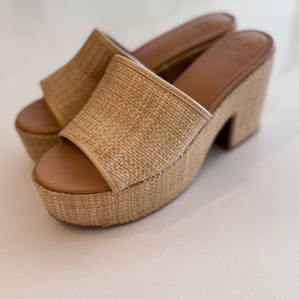 a new day Tan Woven Platform Mules